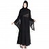 Pleated abaya with golden embroidery and bead work